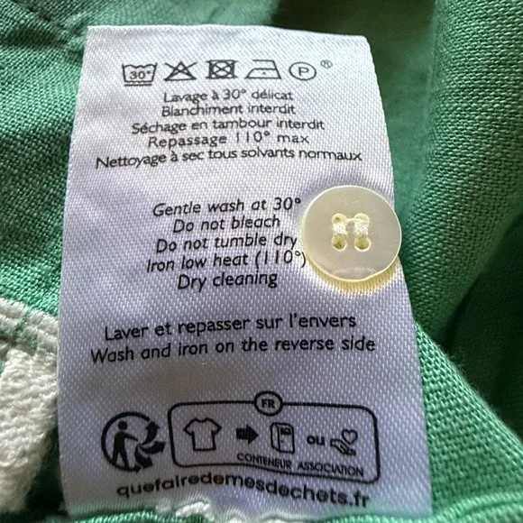 Sézane X Lucia Vergara Green Linen Embroidered Cottagecore Blouse Avant Garde - Picture 12 of 13